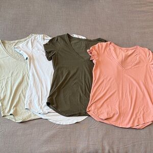 Women's Short Sleeve V-Neck Tee Collection - Green, Light Blue, Pink, Light Gree